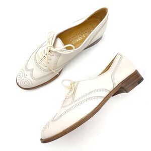 Gravati Garys Ivory White Leather Wingtip Oxford Shoes Size 7.5 Italian Brogues